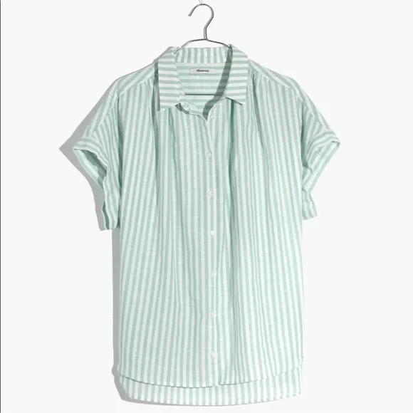 Madewell Central Shirt in Mint Stripe Size L/XL - Picture 2 of 3